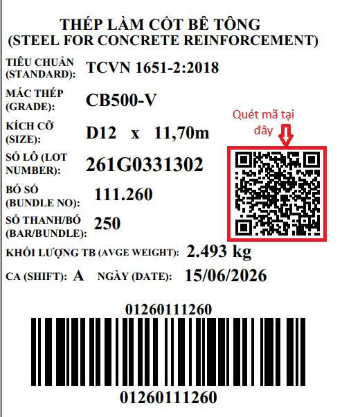 THÉP MIỀN NAM - VNSTEEL truy xuất nguồn gốc sản phẩm - chìa khóa cho niềm tin và chất lượng