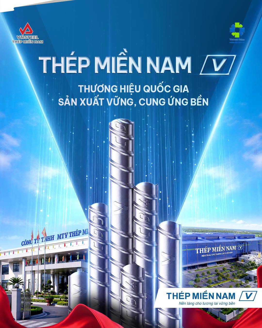 THÉP MIỀN NAM /V/ Thương hiệu Quốc gia - Sản xuất vững, Cung ứng bền